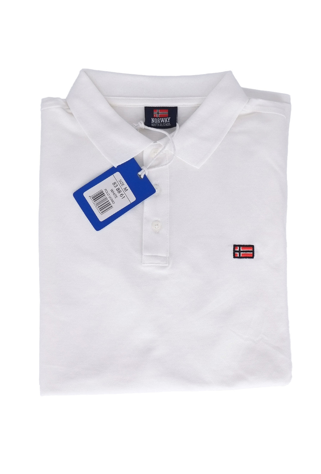 Polo Uomo NORWAY mezza manica 100% Cotone Tinta Unita - BIANCO