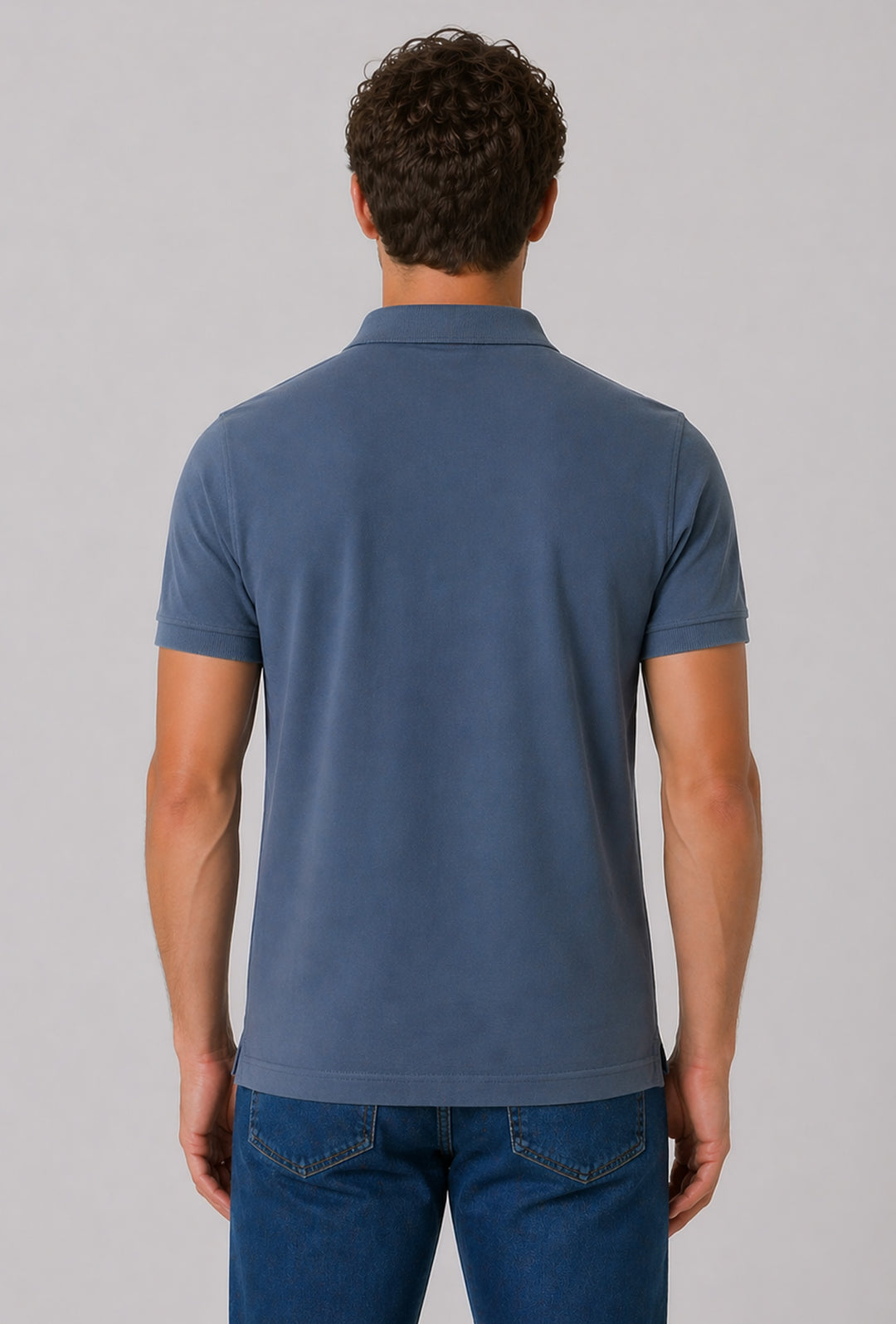 Polo Uomo NORWAY mezza manica 100% Cotone Tinta Unita - DENIM