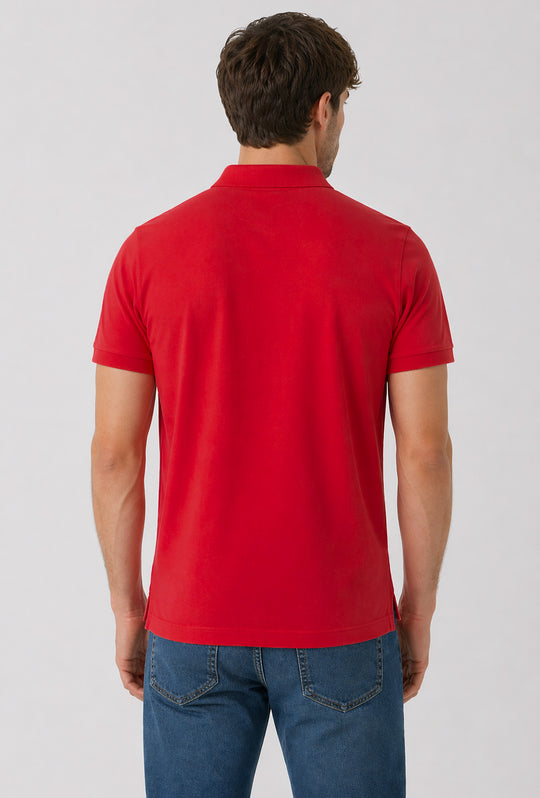 Polo Uomo NORWAY mezza manica 100% Cotone Tinta Unita - ROSSO