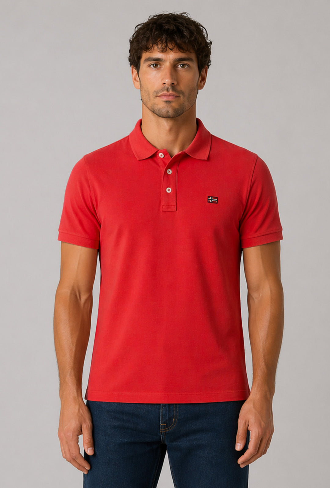 Polo Uomo NORWAY mezza manica 100% Cotone Tinta Unita - ROSSO