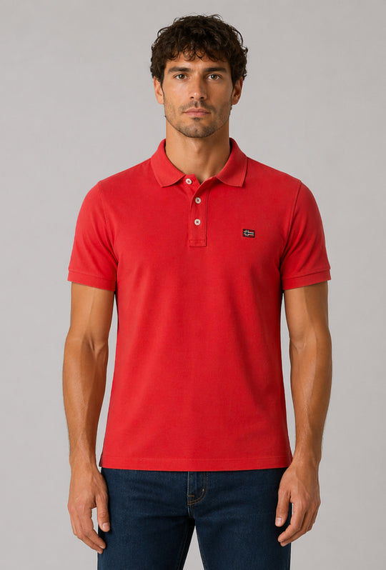 Polo Uomo NORWAY mezza manica 100% Cotone Tinta Unita - ROSSO
