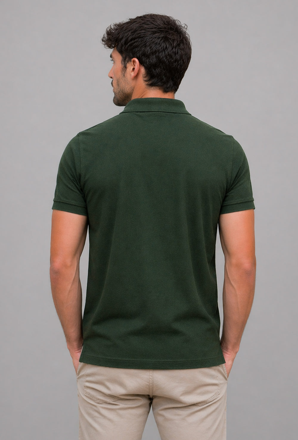 Polo Uomo NORWAY mezza manica 100% Cotone Tinta Unita - VERDE ARMY