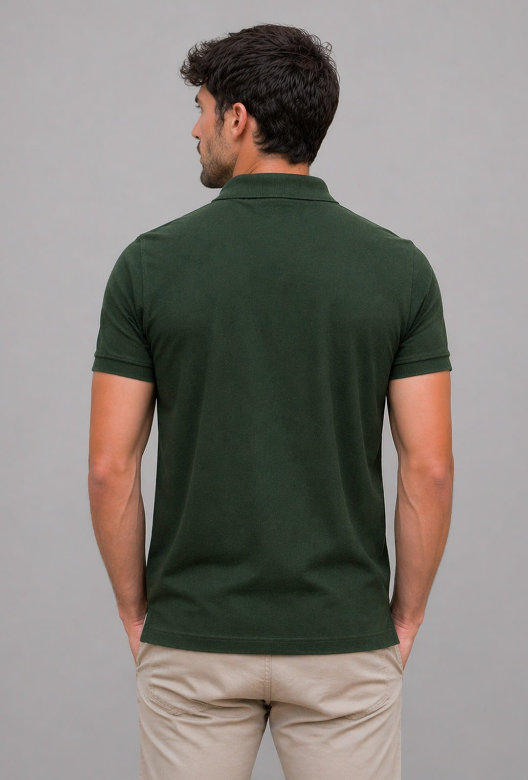 Polo Uomo NORWAY mezza manica 100% Cotone Tinta Unita - VERDE ARMY