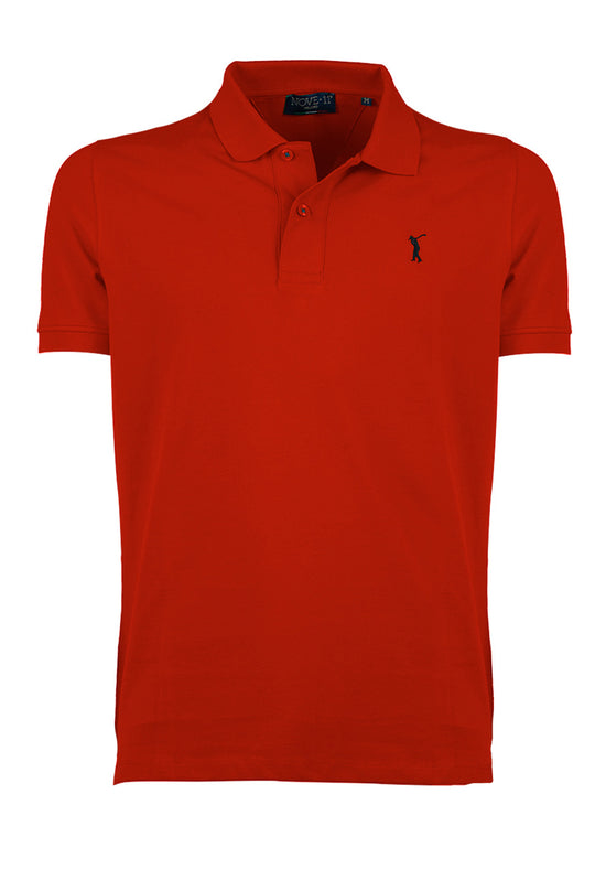 Polo Uomo Nove.11 in Cotone Piquet Semi slim fit Maglia Tinta Unita mezza manica con bottoni - ROSSO