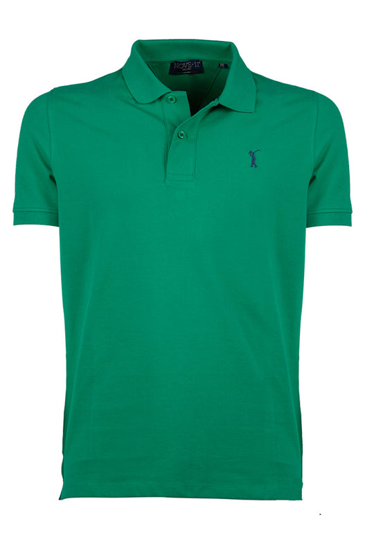 Polo Uomo Nove.11 in Cotone Piquet Semi slim fit Maglia Tinta Unita mezza manica con bottoni - VERDE