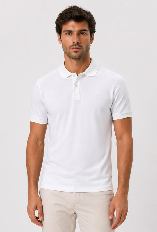 Polo uomo Rifle in 100% cotone piquet - BIANCO