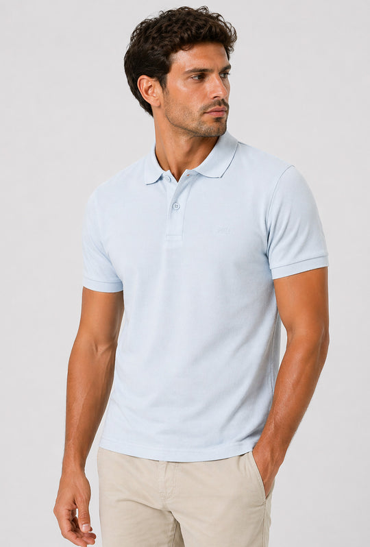 Polo uomo Rifle in 100% cotone piquet - AZZURRO CIELO