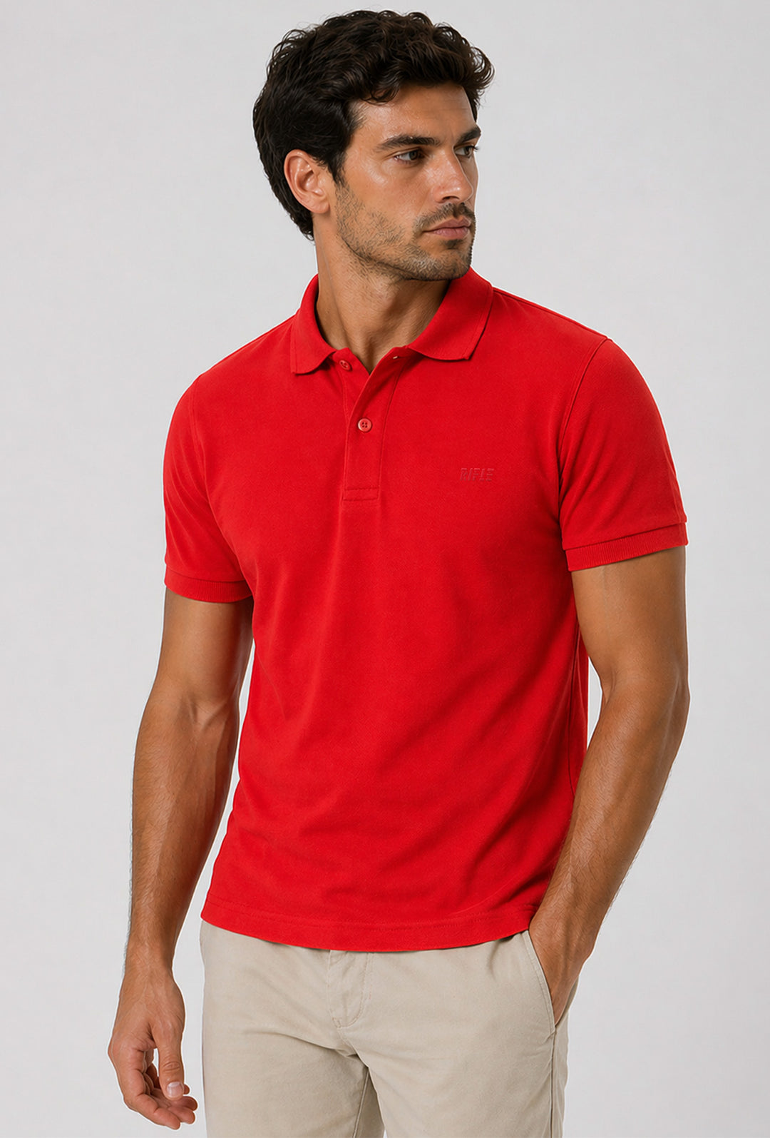 Polo uomo Rifle in 100% cotone piquet - ROSSO
