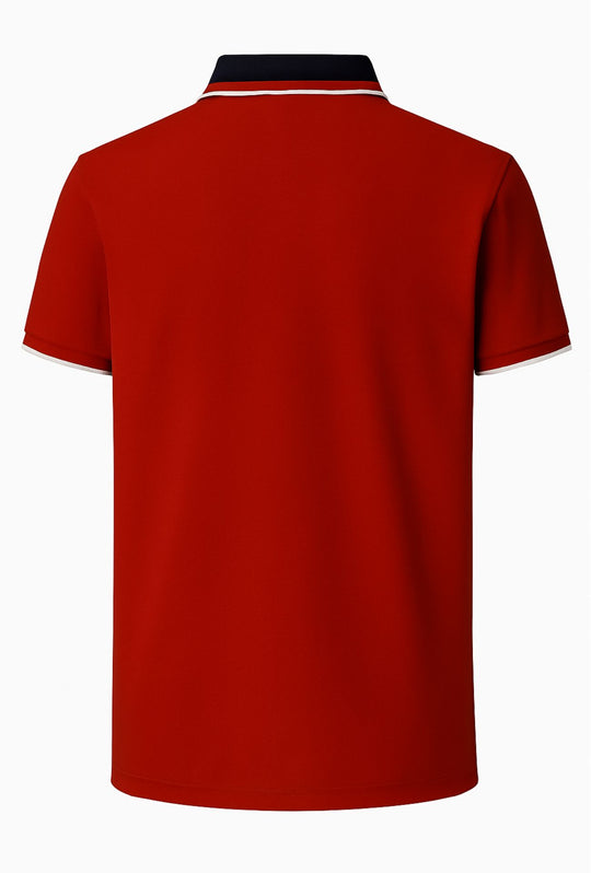Polo Uomo NOVE.11 mezza manica con colletto a contrasto - ROSSO