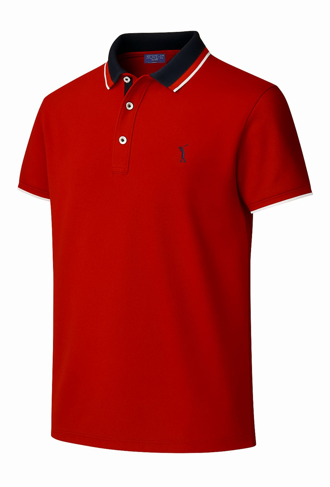 Polo Uomo NOVE.11 mezza manica con colletto a contrasto - ROSSO