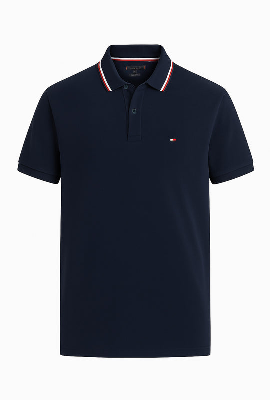Polo Uomo TOMMY HILFIGER mezza manica colletto con righini a contrasto - BLU