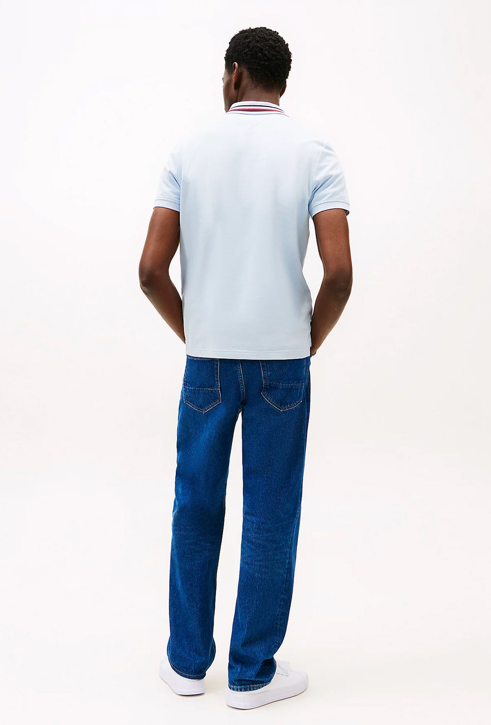 Polo Uomo TOMMY HILFIGER mezza manica colletto con righini a contrasto - AZZURRO