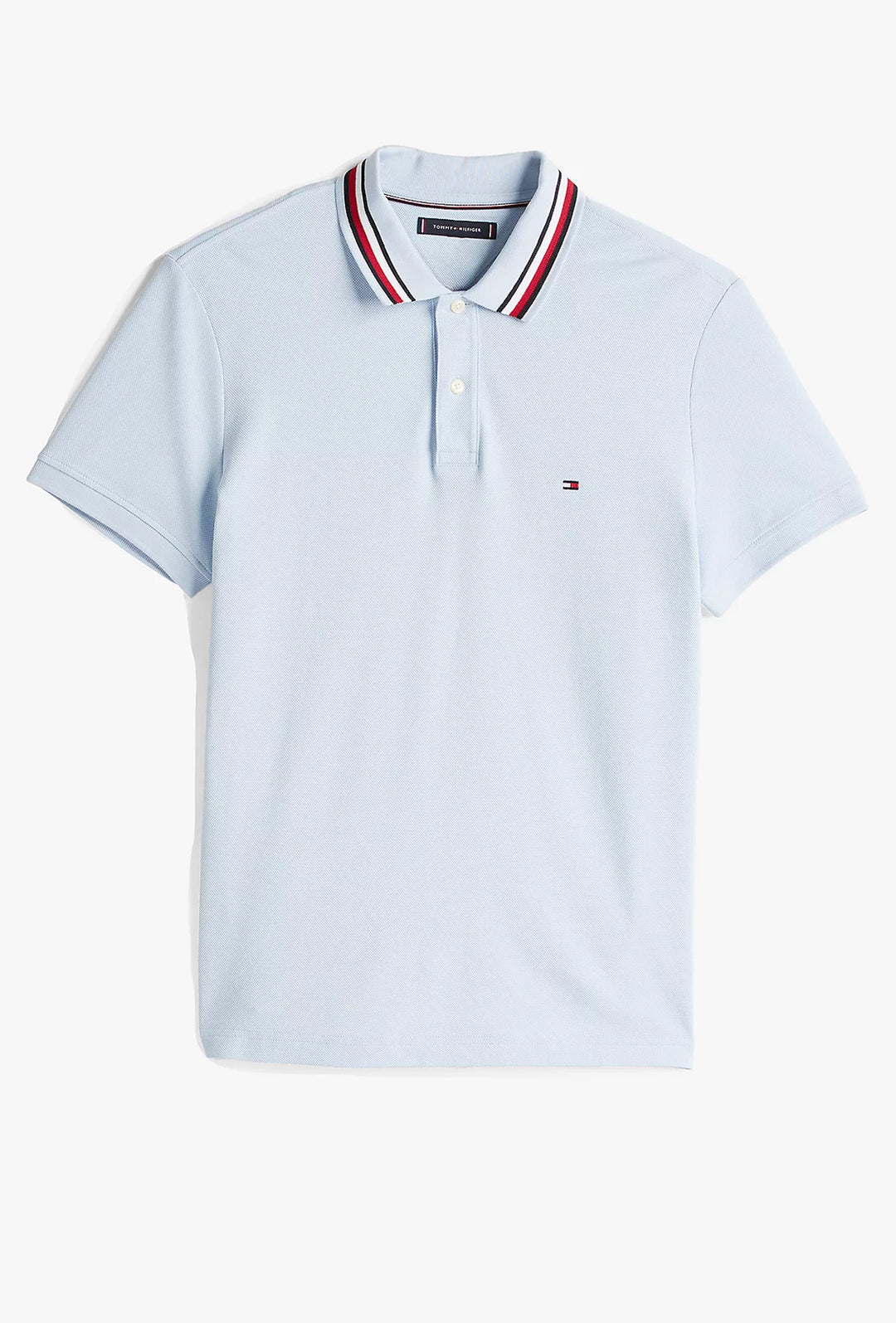 Polo Uomo TOMMY HILFIGER mezza manica colletto con righini a contrasto - AZZURRO