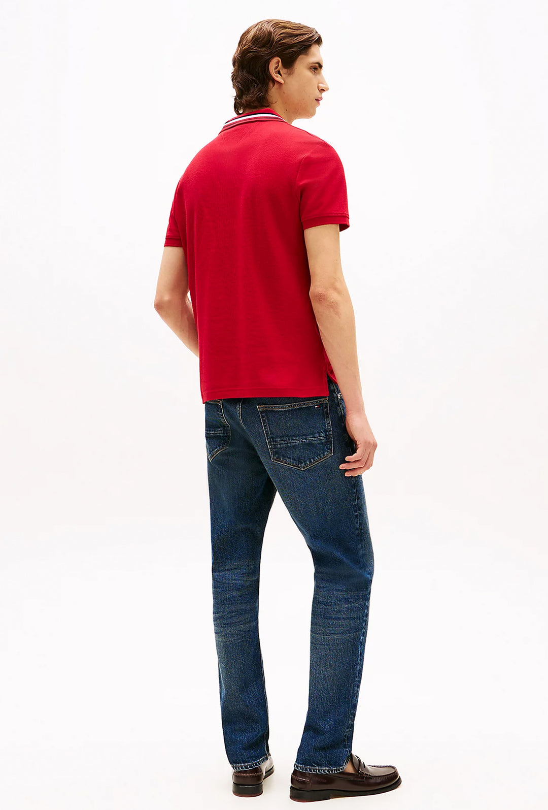 Polo Uomo TOMMY HILFIGER mezza manica colletto con righini a contrasto - ROSSO