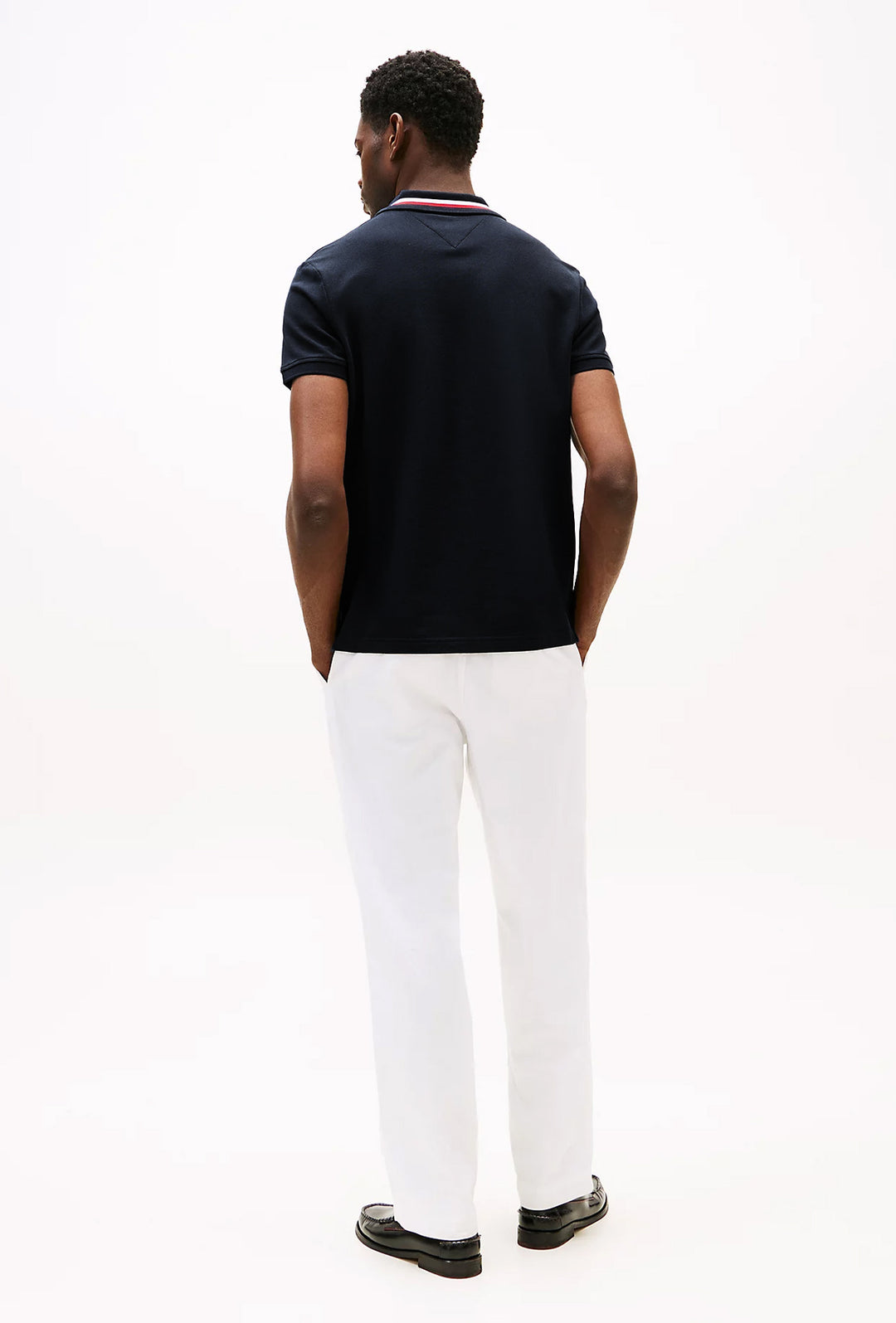 Polo Uomo TOMMY HILFIGER mezza manica colletto con righini a contrasto - NERO