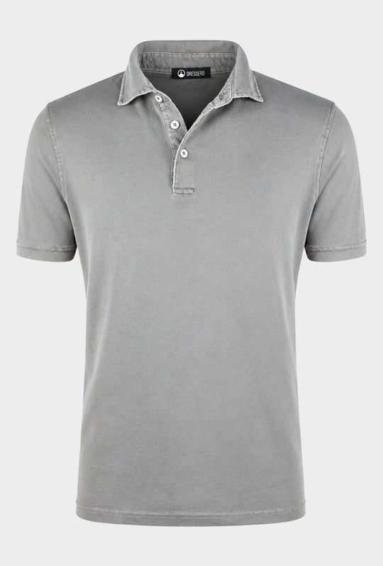 Polo Uomo in cotone piquè effetto tinto in capo - GRIGIO