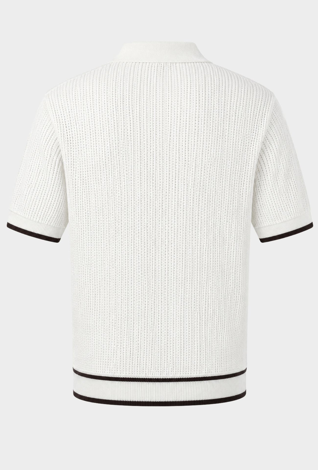 Polo Uomo in Maglia Traforata 100% Cotone Collo Aperto Regular Fit-BIANCO