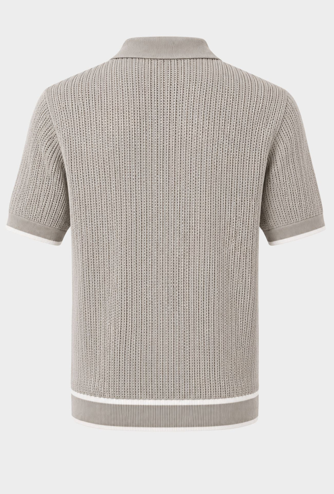 Polo Uomo in Maglia Traforata 100% Cotone Collo Aperto Regular Fit- SAND