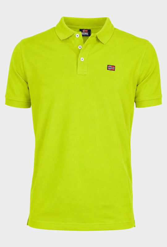 Polo Uomo NORWAY mezza manica 100% Cotone Tinta Unita - VERDE ACIDO
