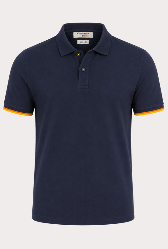 Polo Uomo Cranberry cotone Jersey semi slim con righe a contrasto - BLU NOTTE