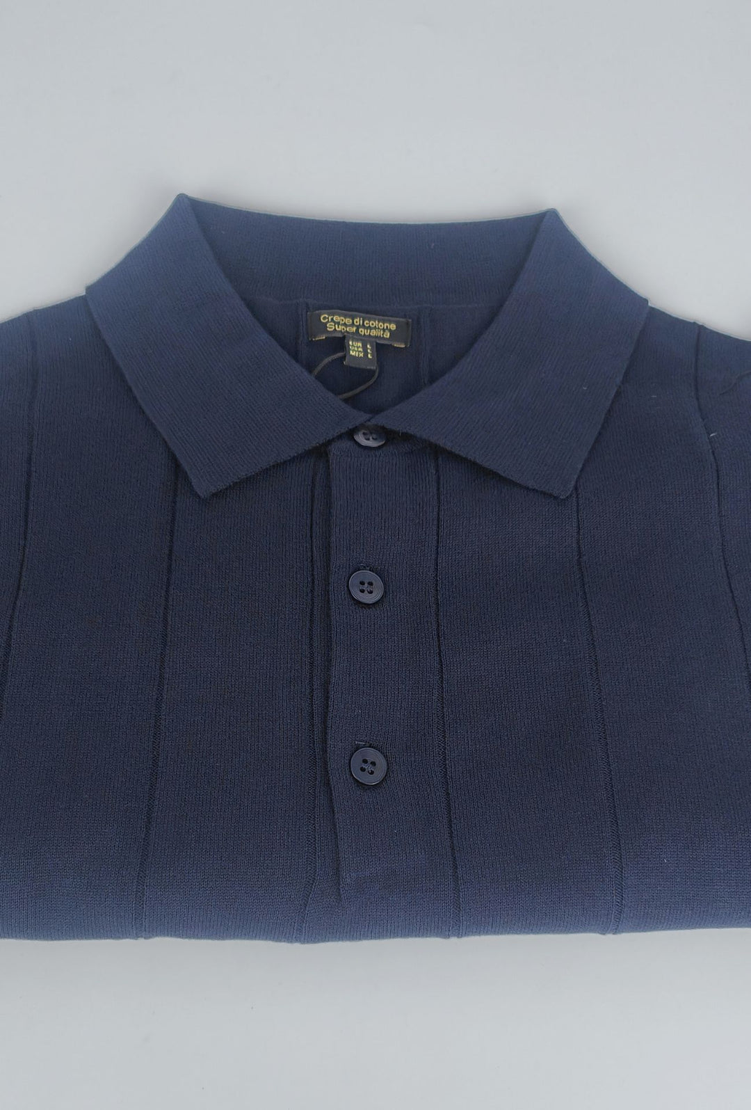 Polo uomo in crepe di cotone Dresserd a maglia - BLU