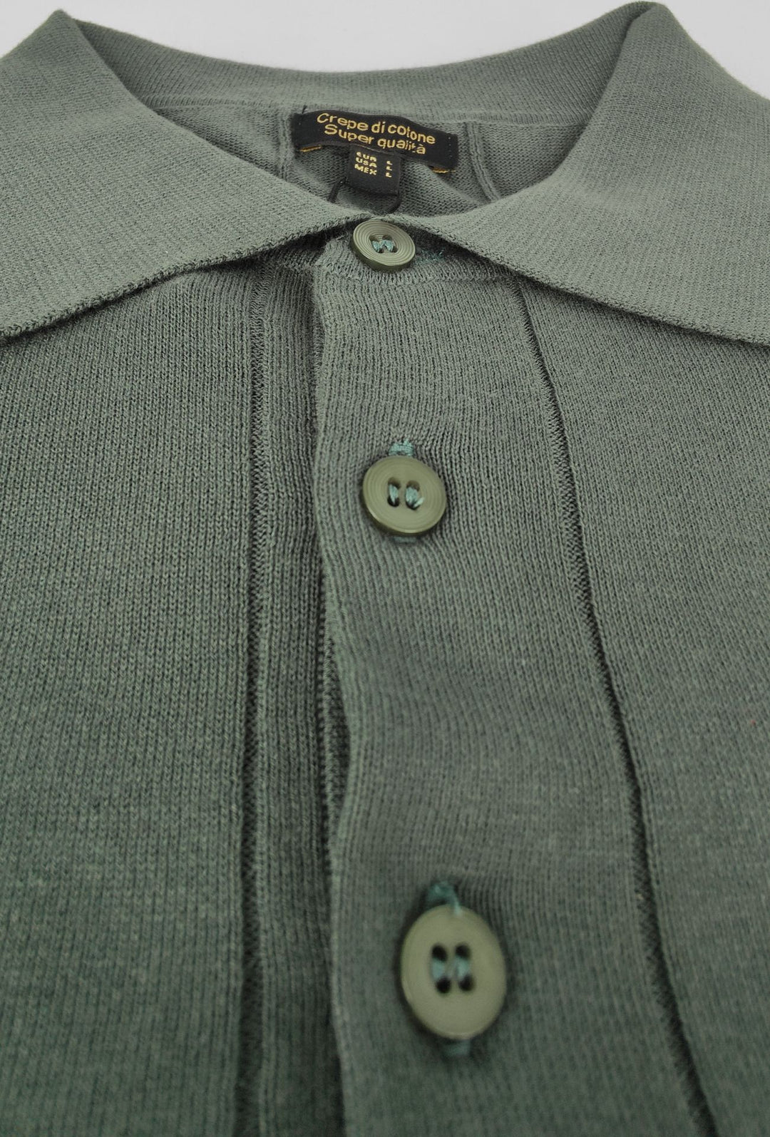 Polo uomo in crepe di cotone Dresserd a maglia - VERDE