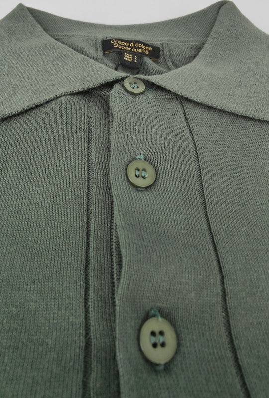 Polo uomo in crepe di cotone Dresserd a maglia - VERDE