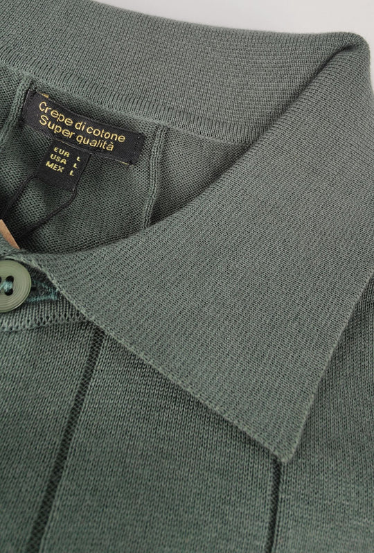Polo uomo in crepe di cotone Dresserd a maglia - VERDE