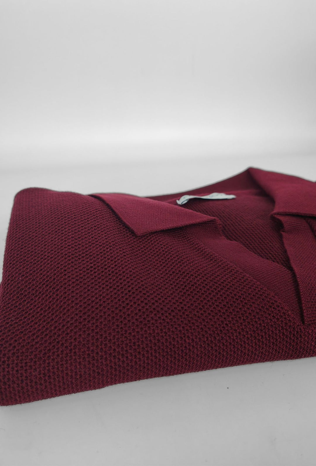 Polo uomo Manica Lunga con scollo Derby microtrama in rilievo- BORDEAUX