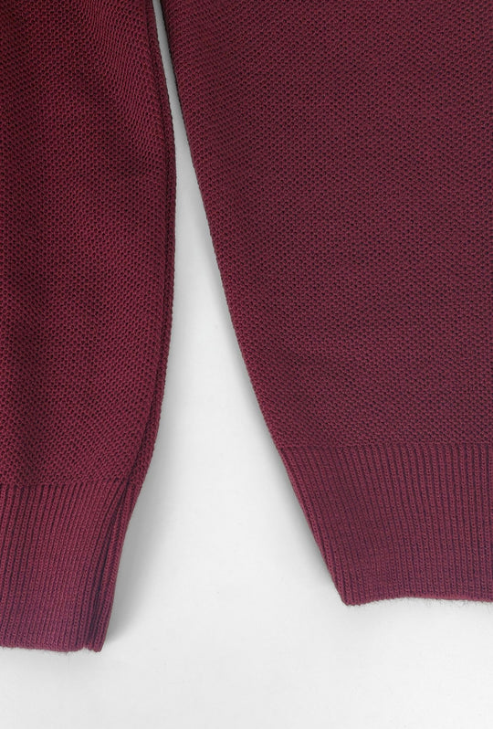 Polo uomo Manica Lunga con scollo Derby microtrama in rilievo- BORDEAUX