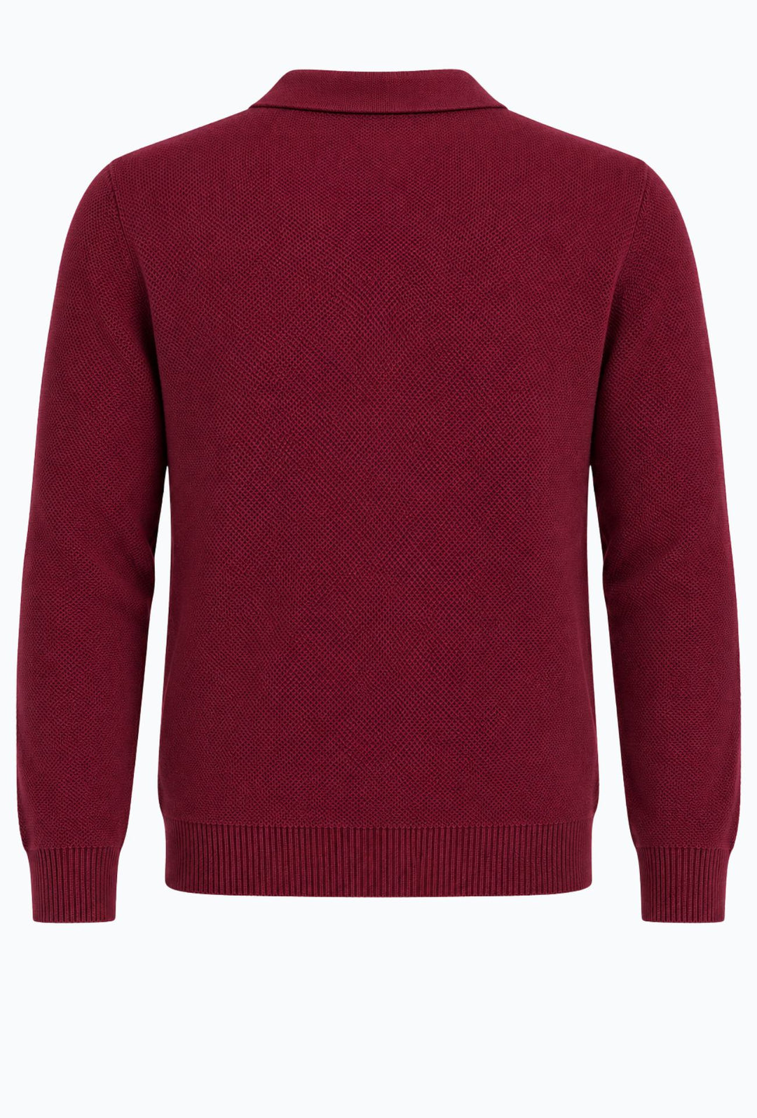 Polo uomo Manica Lunga con scollo Derby microtrama in rilievo- BORDEAUX