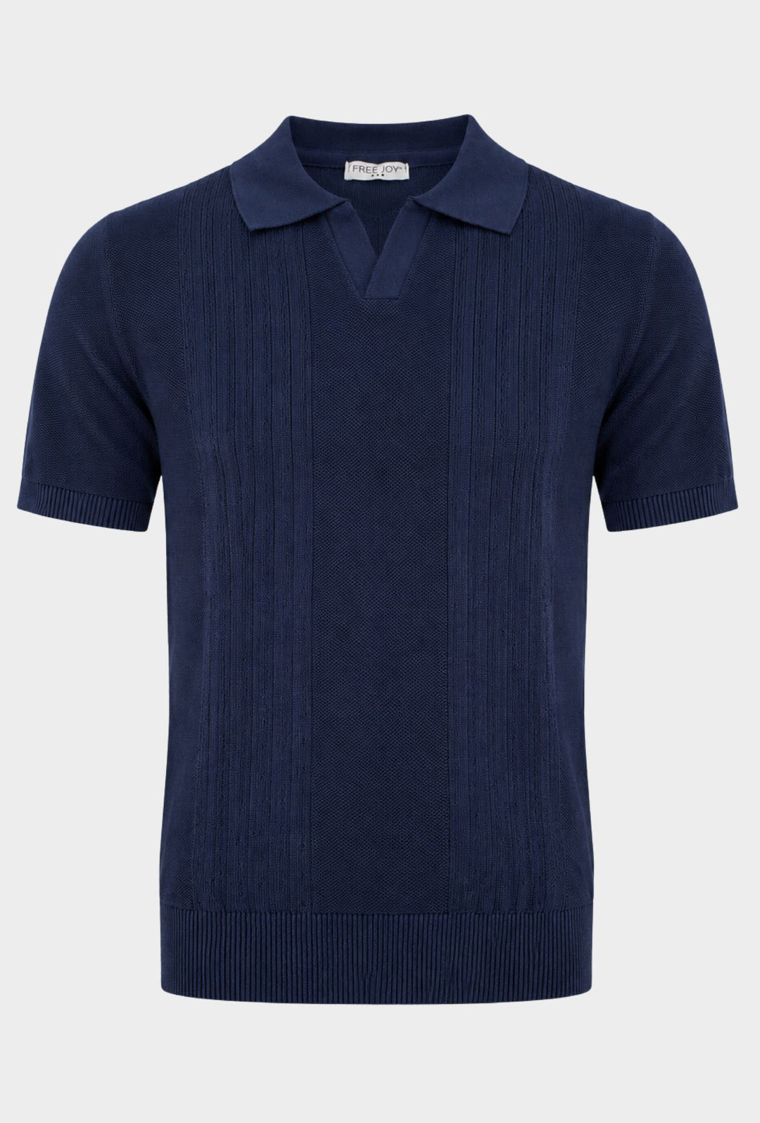 Polo Uomo in Maglia con Inserti Verticali in cotone- BLU NAVY