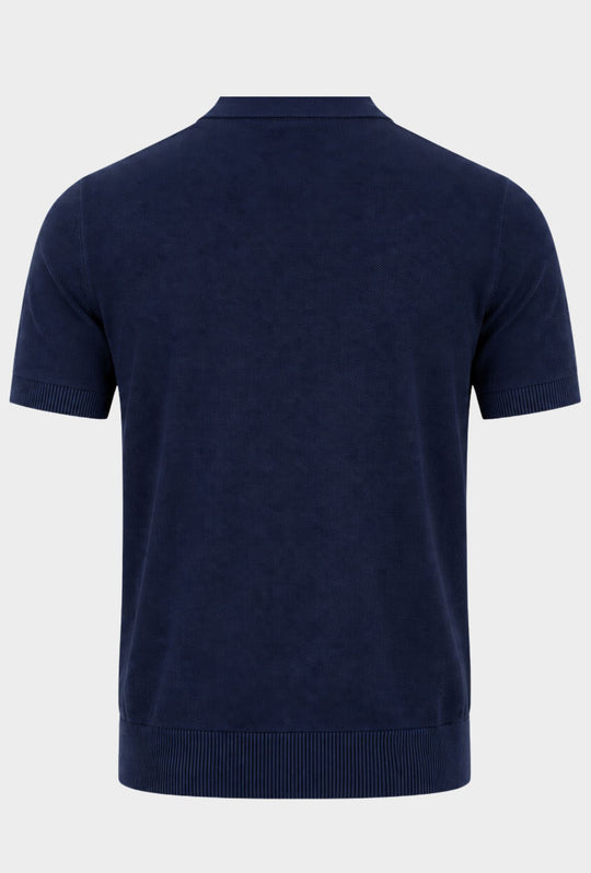 Polo Uomo in Maglia con Inserti Verticali in cotone- BLU NAVY