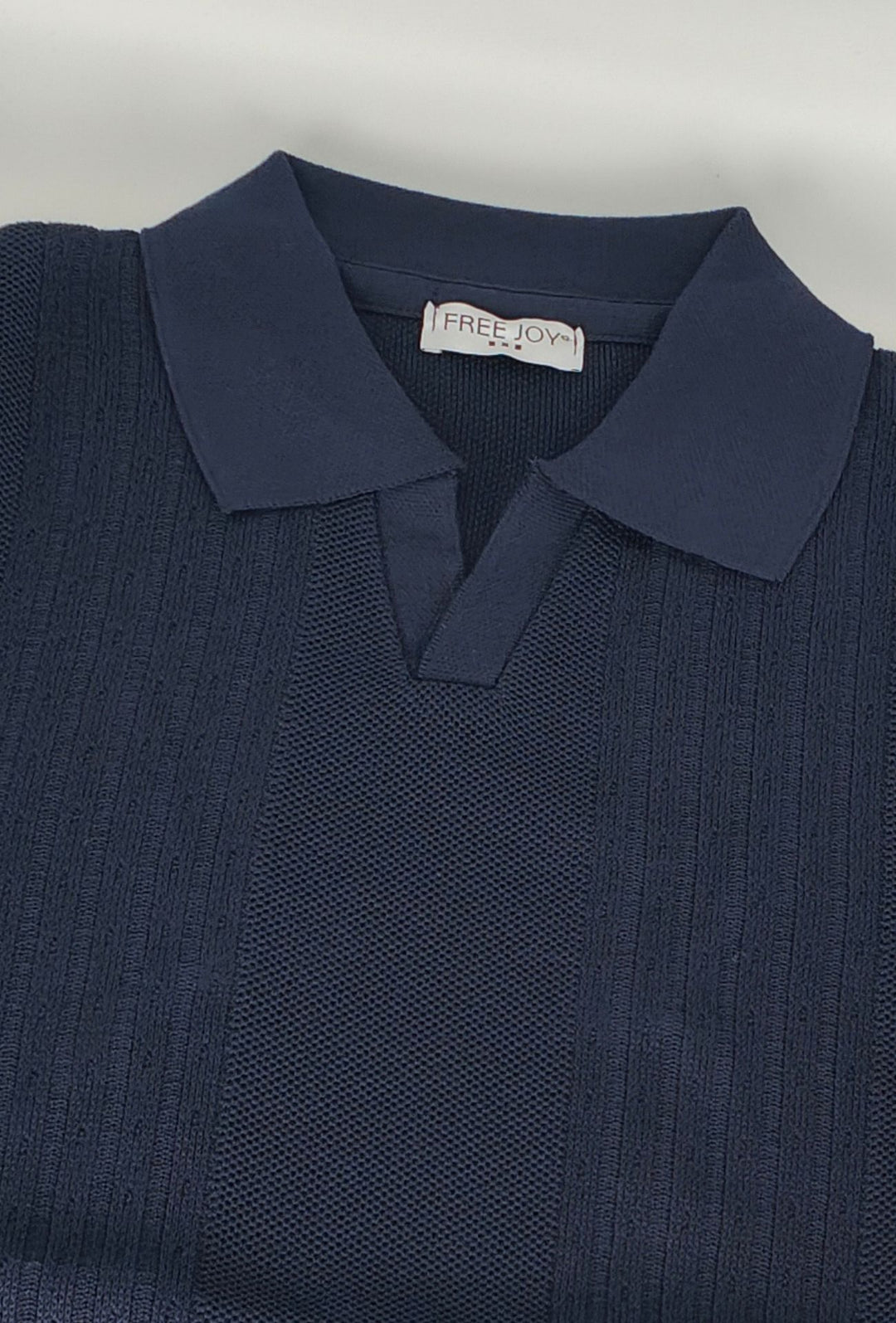 Polo Uomo in Maglia con Inserti Verticali in cotone- BLU NAVY
