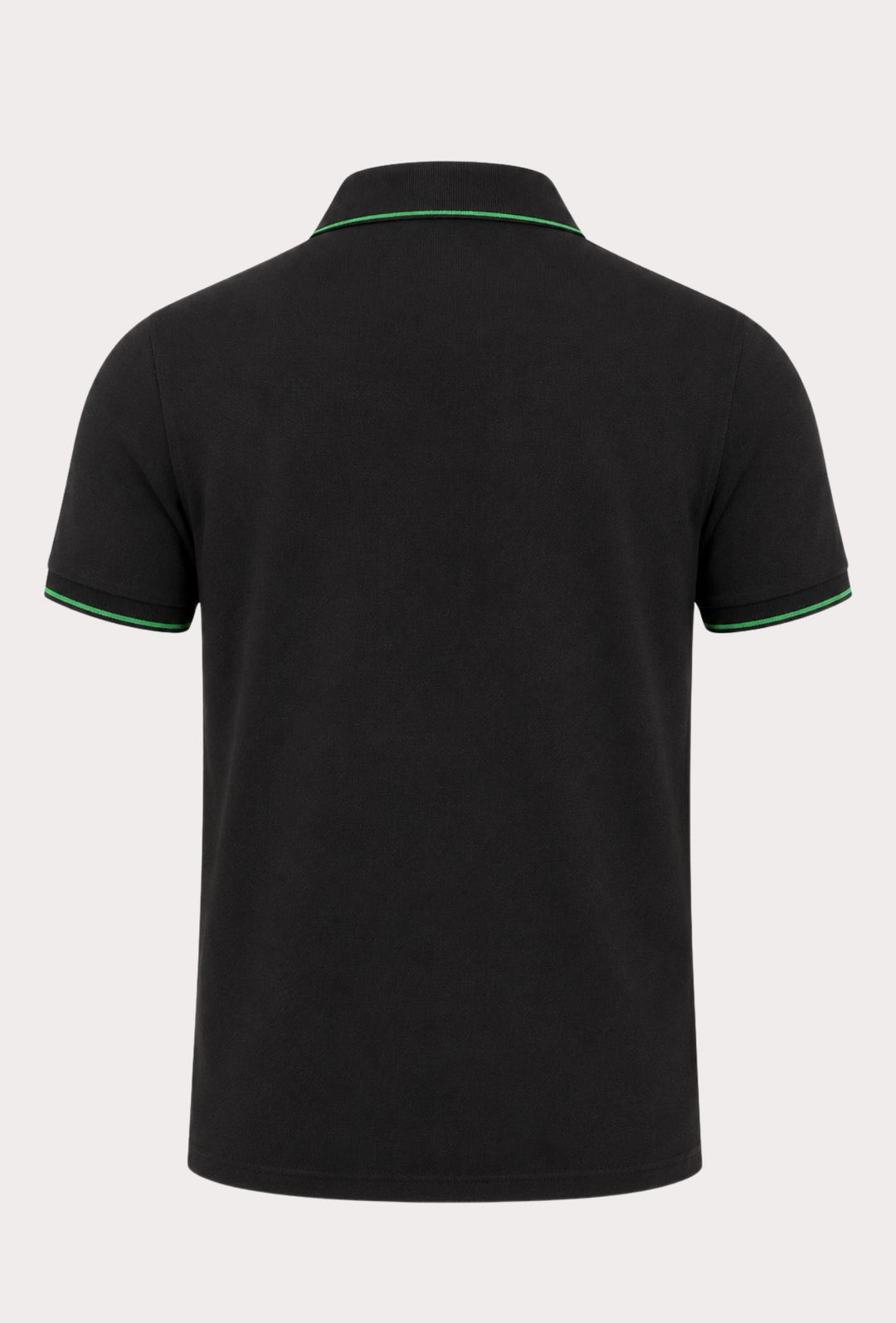 Polo Uomo BEVERLY HILLS POLO CLUB in Cotone Piquet 100% colletto righino verde – NERO