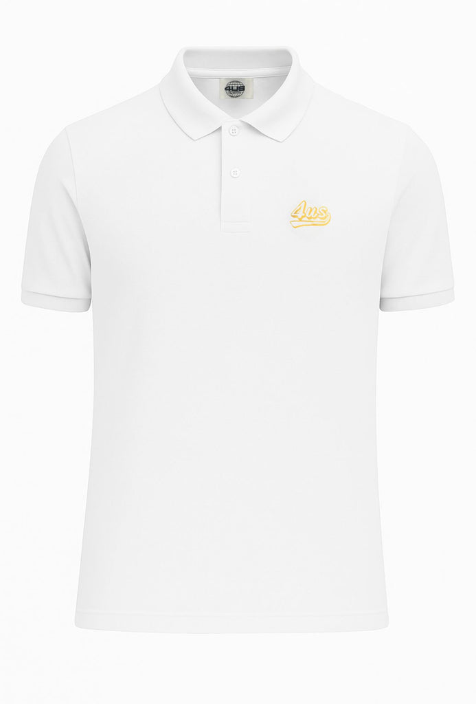 Polo Uomo 4US Paciotti manica corta in cotone Piquet tinta unita BIANCO