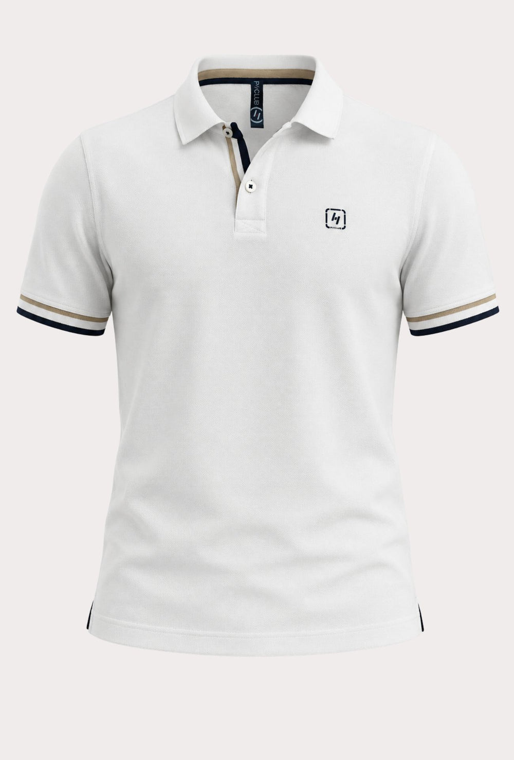 Polo Uomo P-CLUB cotone piquet logo stampato lato cuore- BIANCO