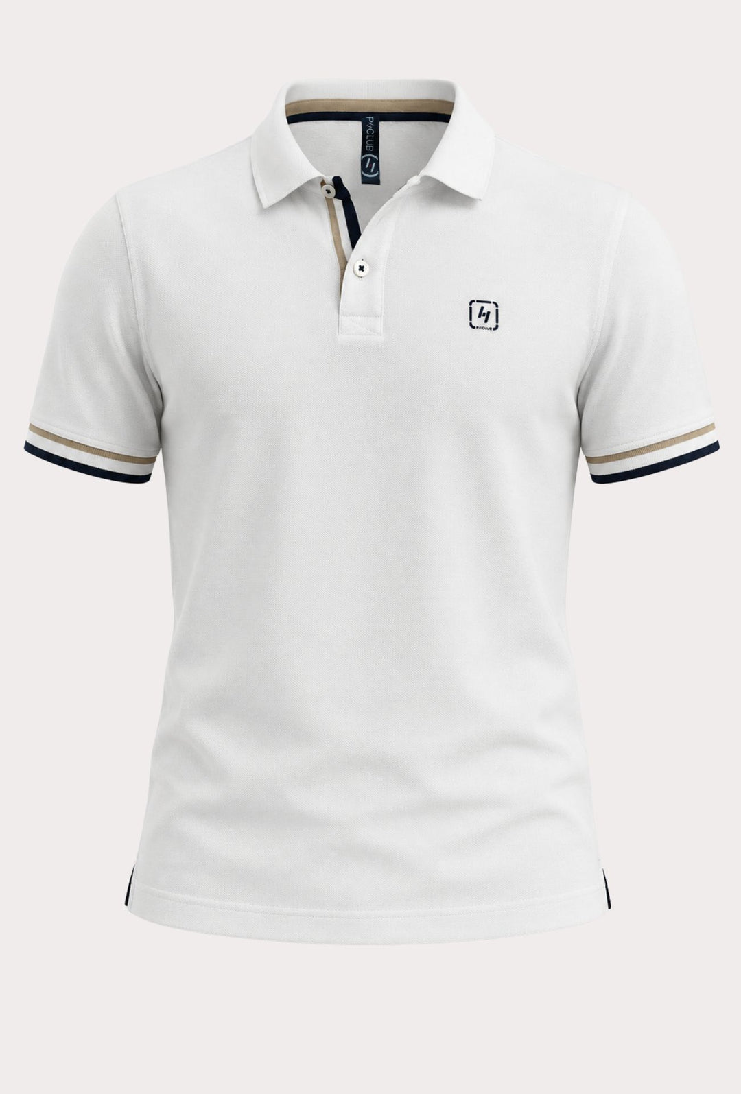 Polo Uomo P-CLUB cotone piquet logo stampato lato cuore- BIANCO
