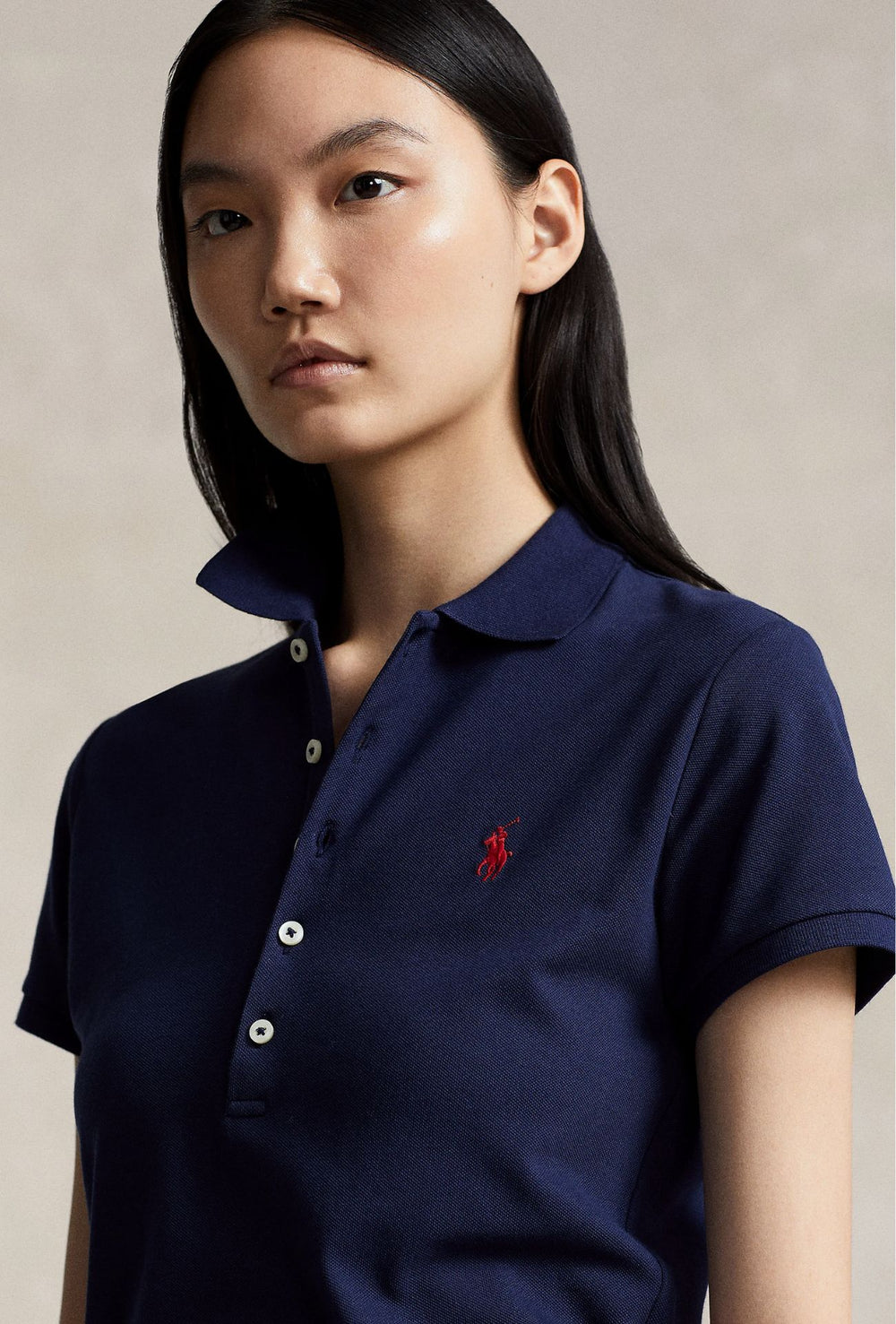 Polo donna RALPH LAUREN cotone piquet Slim fit - BLU