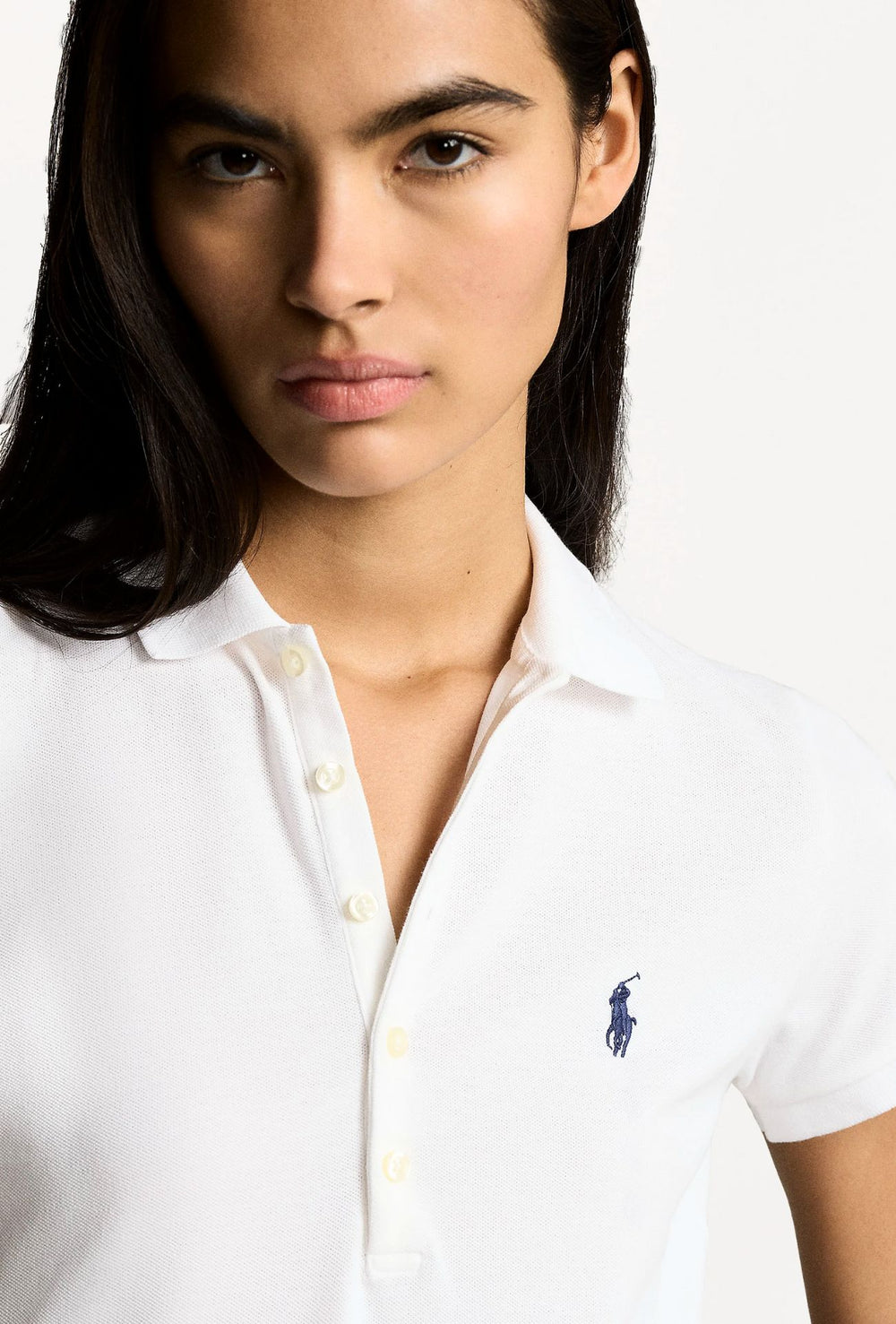 Polo donna RALPH LAUREN cotone piquet Slim fit - BIANCO