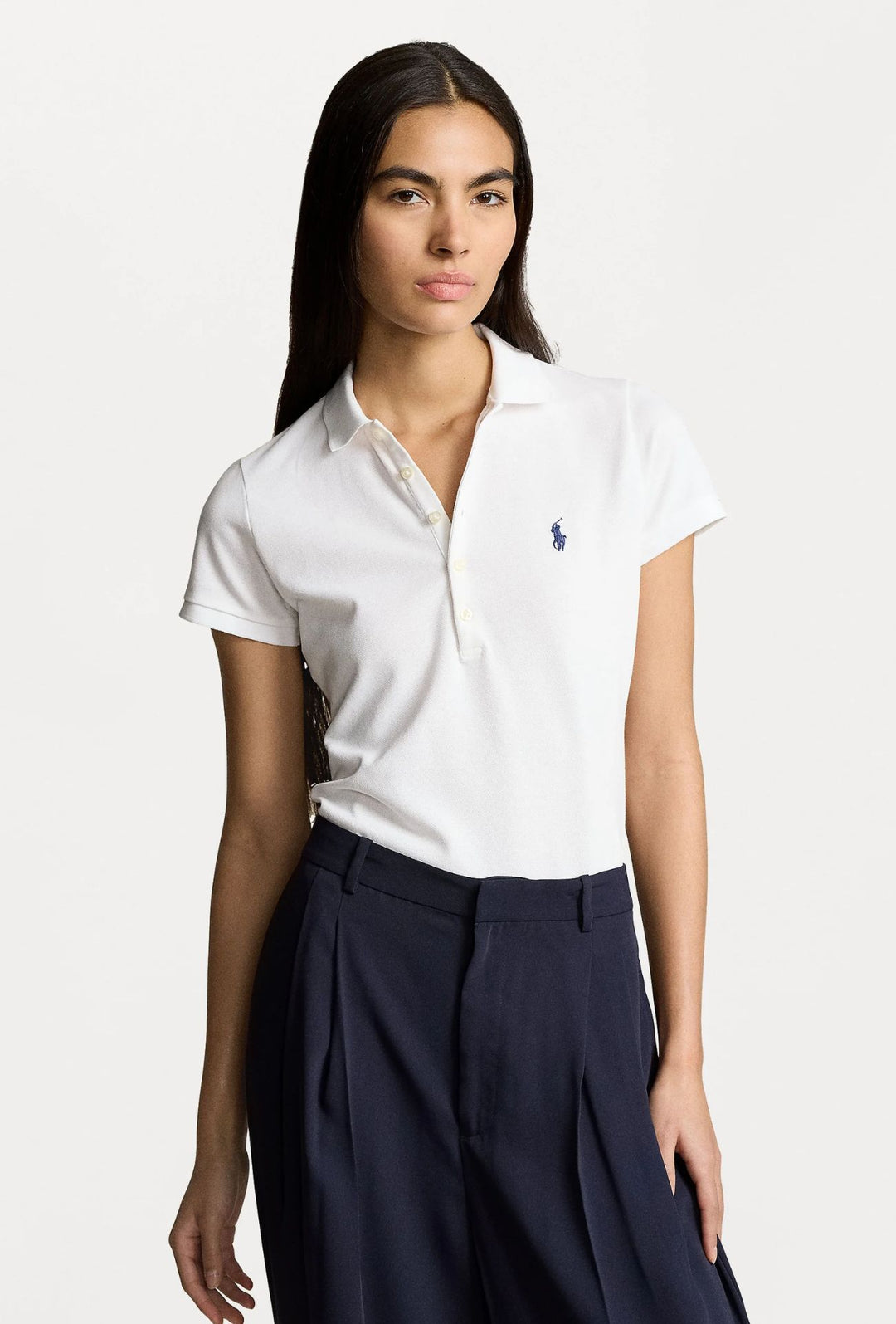 Polo donna RALPH LAUREN cotone piquet Slim fit - BIANCO