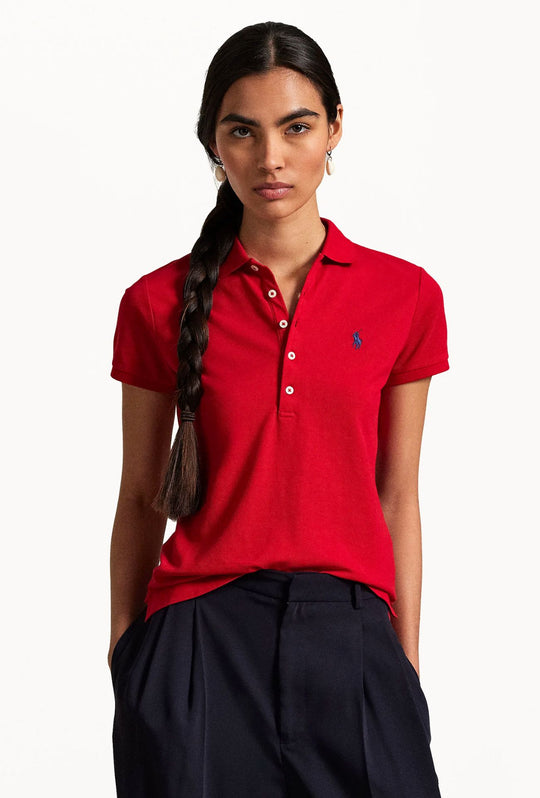 Polo donna RALPH LAUREN cotone piquet Slim fit - ROSSO
