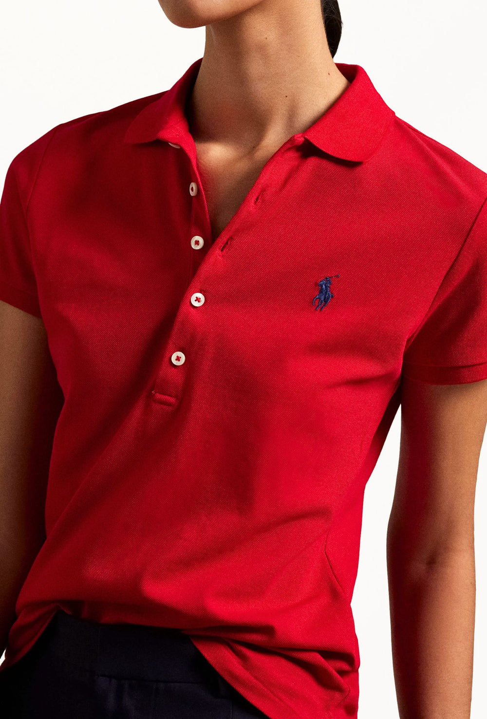 Polo donna RALPH LAUREN cotone piquet Slim fit - ROSSO