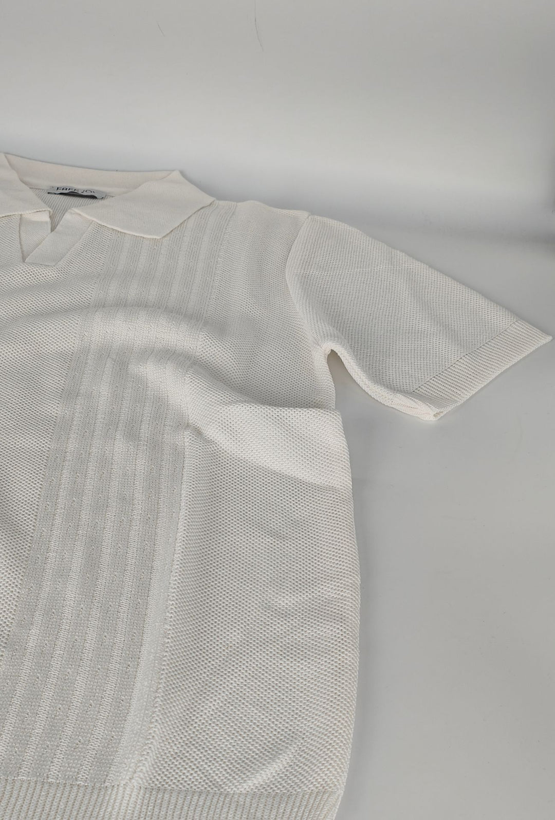 Polo Uomo in Maglia con Inserti Verticali in cotone- BIANCO