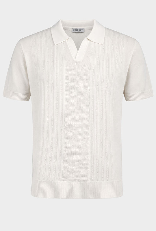 Polo Uomo in Maglia con Inserti Verticali in cotone- BIANCO