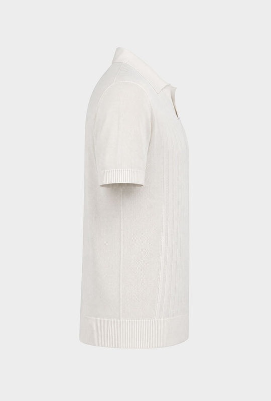 Polo Uomo in Maglia con Inserti Verticali in cotone- BIANCO