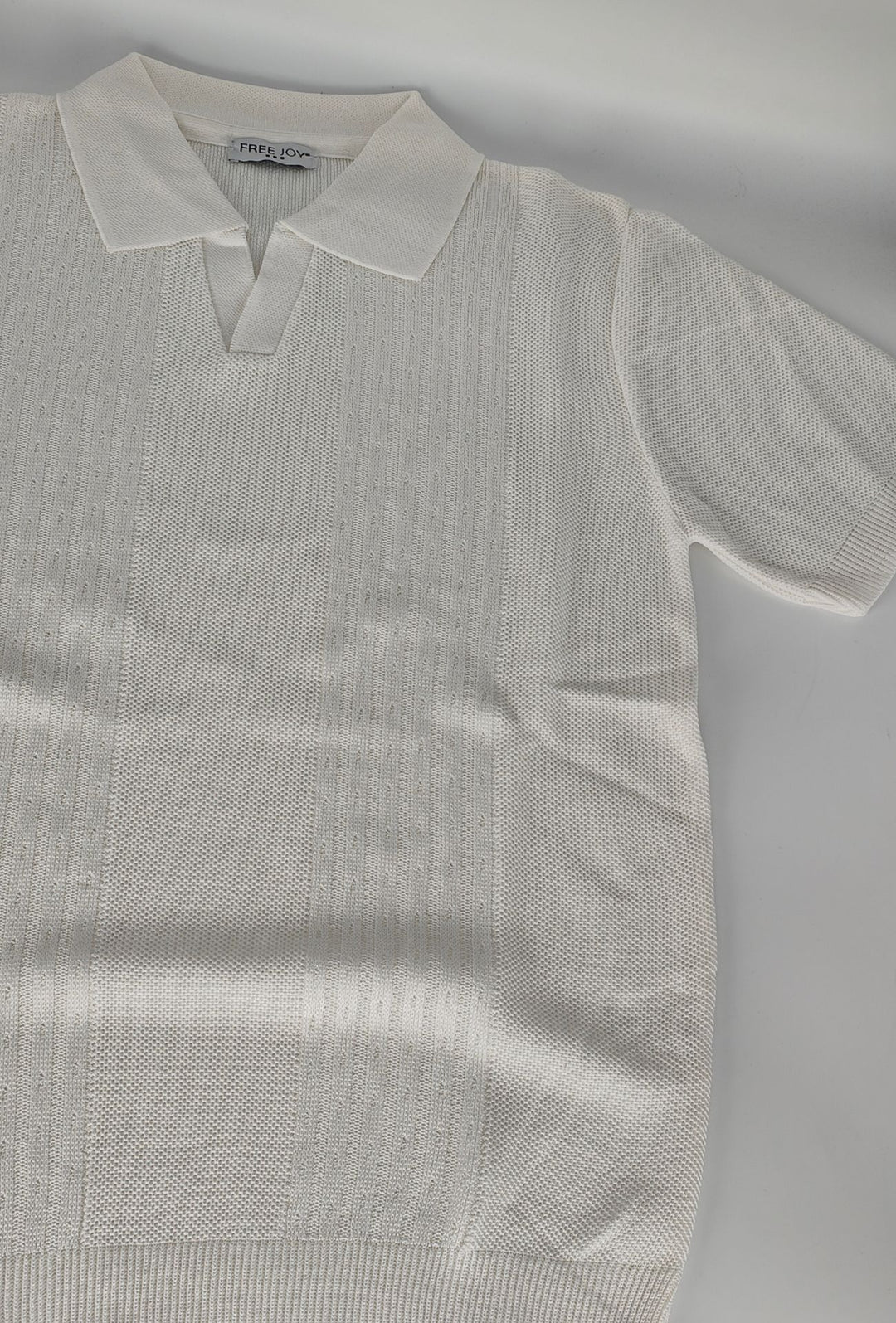 Polo Uomo in Maglia con Inserti Verticali in cotone- BIANCO