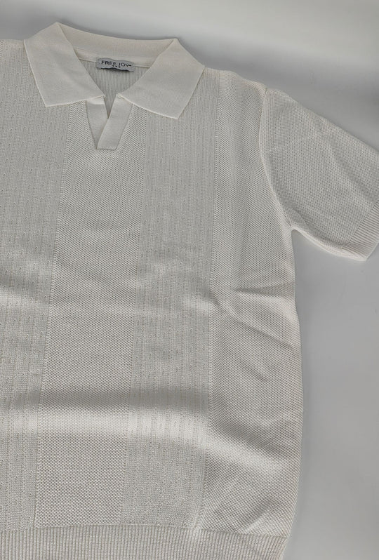 Polo Uomo in Maglia con Inserti Verticali in cotone- BIANCO