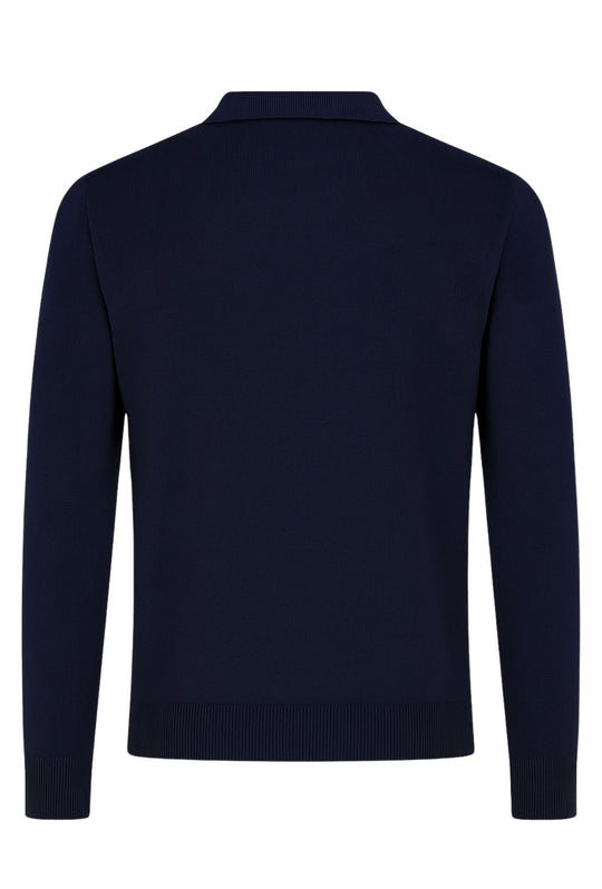 Maglioncino Polo uomo senza bottone Dresserd manica lunga - BLU