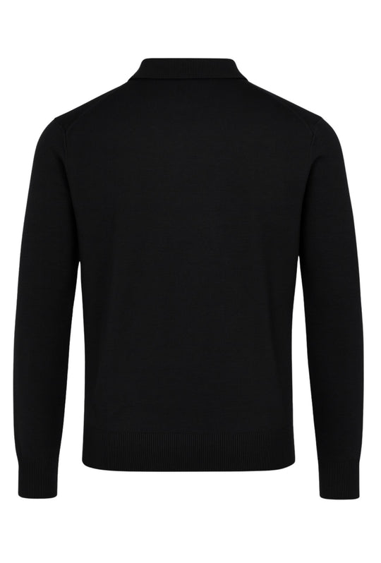 Maglioncino Polo uomo senza bottone Dresserd manica lunga - NERO